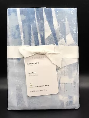 Pottery Barn Blue Layla Palm Frond Organic Percale Standard Sham NWT Tropical • $29.50