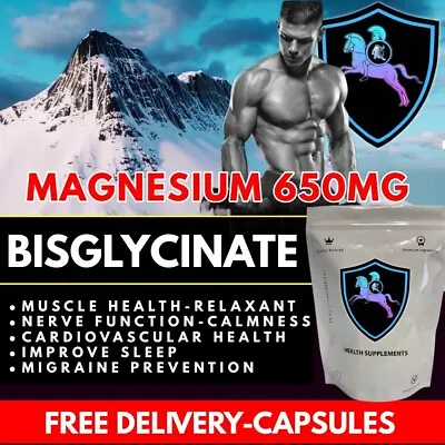 Magnesium Capsules 120 |High Strength 650mg | Bisglycinate Muscle Supplement • £7.95