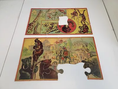 Vintage Early 1900's Wood Jigsaw Puzzle Circus Related Incomplete • $24