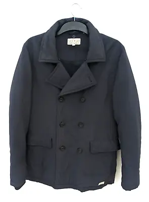 Jack Wills Jacket Mens Small Blue Duck Down Coat Button Padded Collar Outdoor • $47.12