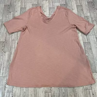 J Jill Shirt Womens Large Pink Pima Cotton  Double V Short Sleeve Tunic • $14