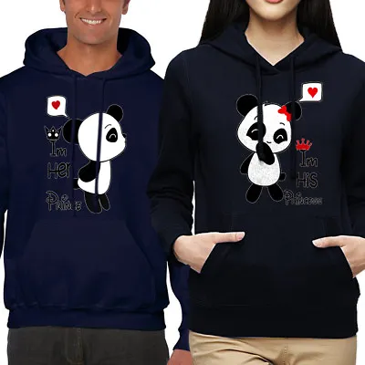 Nwt Panda Princess/prince Couple Matching Valentine's Day Gift Navy Blue Hoodie • $23.99
