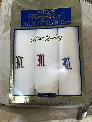 Men's Hankercheifs Lot 3 Monogram INITIAL “M” Fine Quality. New In Box • $5