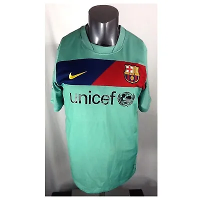 Nike 2010-11 FC Barcelona Jersey (Med) Green Away Football Soccer Kit UNICEF • $40