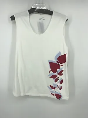 $14.99 • Buy Jockey Person To Person White Floral Pullover Sleeveless Top V-Neck Size Lg NWT