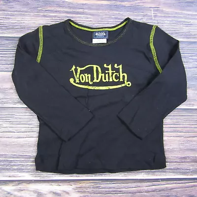 Von Dutch Kids Baby Size 4 Black Long Sleeve Tee T Shirt 90s Y2K VTG Vintage • $14.99