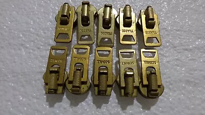 10 Vintage SCOVILL Brass Zipper Pulls #9  SCOVILL Military Surplus Brass Pulls • $39.95