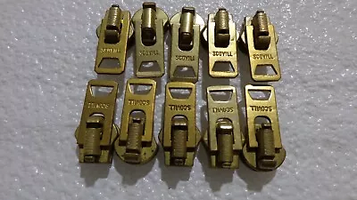 One Vintage SCOVILL Brass Zipper Pulls #9  SCOVILL Military Surplus Brass Pulls • $3.99