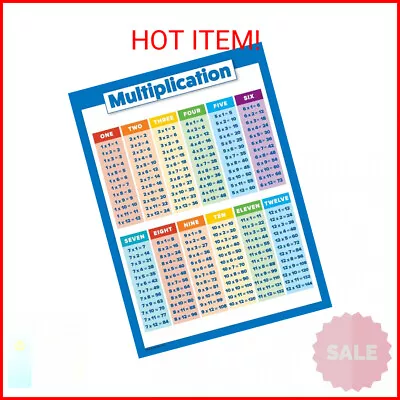 Multiplication Table Poster For Kids - Educational Times Table Chart For Math • $14.58