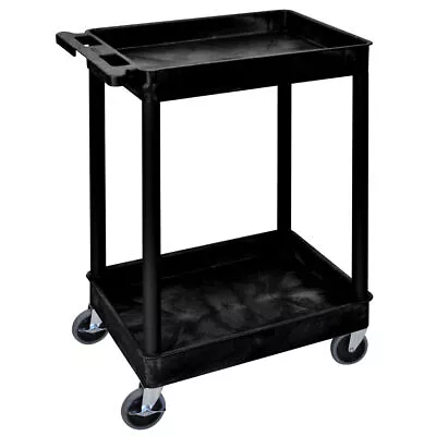 Luxor Black Plastic 2-Shelf Tub Cart - 24 L X 18 W X 38 1/2 H • $119.94
