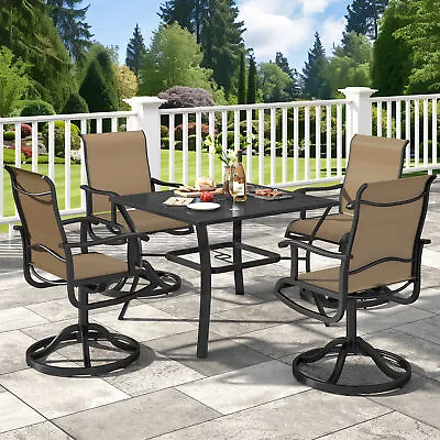 TAUS 5pcs Patio Dining Set Metal Table & Swivel Chair Outdoor Garden Furniture • $431.99