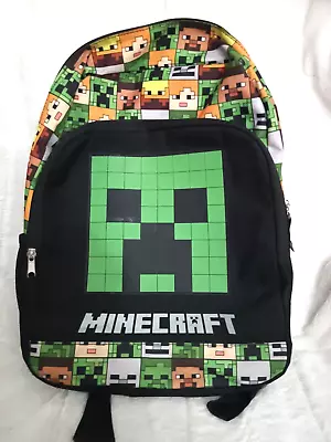 Minecraft Creeper 16  Kids School Backpack With Big Face Creeper - Black • $8