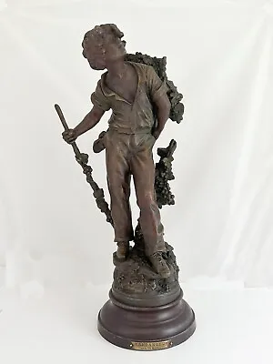 Antique French Bronzed Spelter Statue Grape Picker • $480