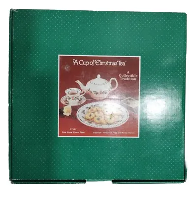 Vtg A CUP OF CHRISTMAS TEA 10.5   Plate Tom Hegg Fine Bone China CT127 1995 NOS • $19.88