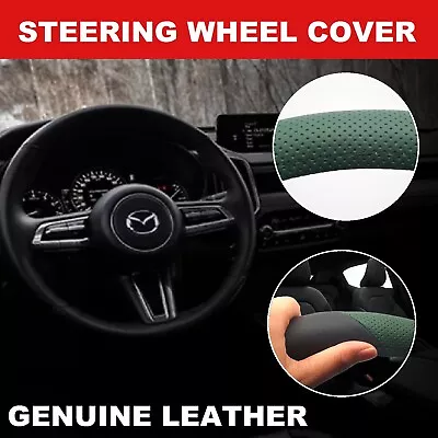 Genuine Leather Steering Wheel Cover Anti-Slip DIY Car Auto Protection Universal • $23.99