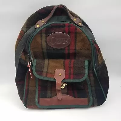 Orvis Businessman Canvas & Leather Commuter Backpack Green Plaid VTG USA Buckle • $129.99