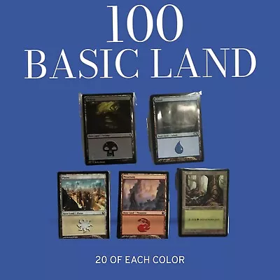 MAGIC The Gathering MTG Basic Land Lot Of 100 (20 Of Each Color) Bulk • $9.99