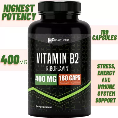 Vitamin B2 400mg | 180 Capsules | Riboflavin | Gluten Free & Non-GMO HealthFare • $21.89