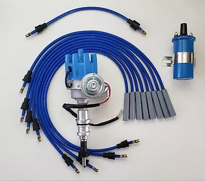 FORD 289 302 BLUE Small Female Cap HEI Distributor + Spark Plug Wires + 45k Coil • $174.95