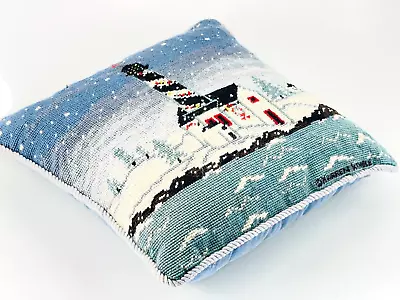 Cross Stitch Needlepoint Pillow Winter Snow Nautical Lighthouse Warren Kimble • $40.24