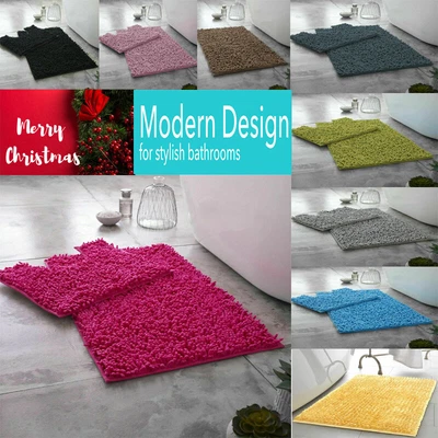 £9.59 • Buy Memory Loop Bath Mat Set Pedestal Non Slip Super Soft Toilet Bathroom Rug 2pc