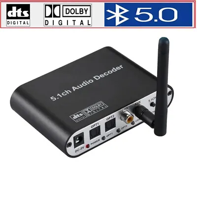 5.1CH Digital Audio Decoder DAC DTS Dolby With Bluetooth 5.0 Optical Coaxial AUX • £47.99