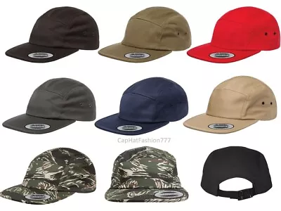 Yupoong  7005 Plain 5 Panel Jockey Camper Cap Flat Low Profile Hat Cap • $9.99