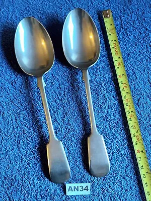 Antique Circa 1920  Fiddle  Serving Spoons 8 Inch X 2 By Daniel & Arter (AN34) • £5