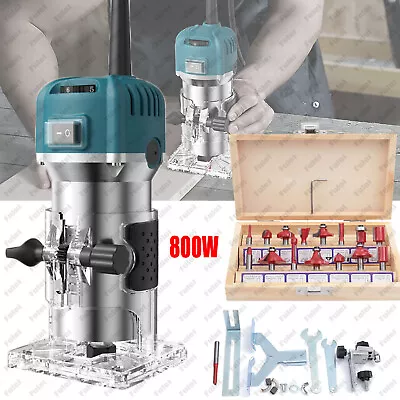 Wood Router Tool Compact Trim Router With 6 Variable Speed 15 Wood Router Bits • $48.92