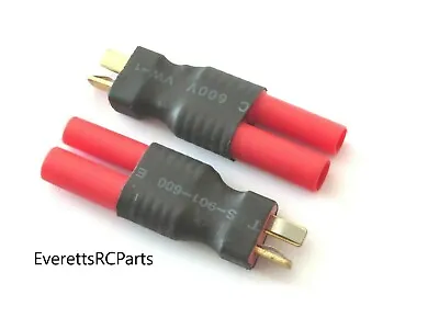 2 Pcs Deans T-plug Male To 4mm Bullet Banana Connector Battery Adapter Wireless  • $7.95