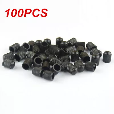 100 Pcs Plastic Car Tire Rim Valve Stems Wheel Tyre Air Caps Dust Cover Black • $4.98