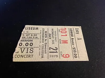 Elvis Presley Concert Ticket Stub Greensboro North Carolina 1975. RARE! • $130