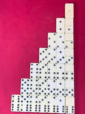 $24 • Buy Vintage Dominoes Ivory Stripe Double 6 Full Set No Box