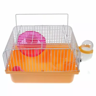 Portable Traveler Dwarf Hamster Cage Gerbil Habitats W/ Wheel Easy Clean Orange • $18.88