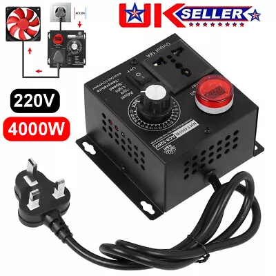 AC 220V 4000W SCR Variable Voltage Regulator Speed Motor Fan Control Controller • £16