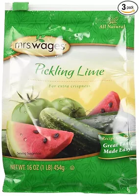 3 Pack: Mrs. Wages PICKLING LIME For Canning 16 Oz Resealable Bags 3 # Total • £23.28