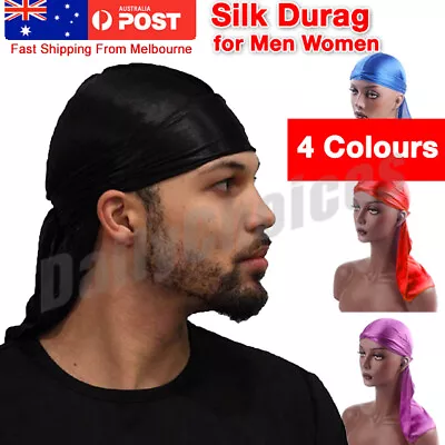 Unisex Men Women Bandana Doo Durag Headwear Soft Imitated Silk Pirate Cap Wrap • $4.85