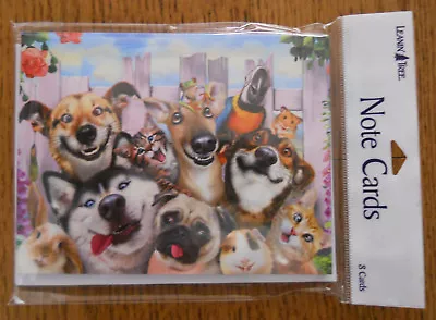8 Leanin Tree Note Cards DOGS CATS BUNNY PARROT PET ANIMALS SMILING SELFIES • $8.99