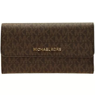 Michael Kors Jet Set Travel Large Trifold Signature PVC Wallet • $95