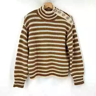 J. Crew Cable Knit Jewel Pullover Sweater Striped Sz M • $55.25