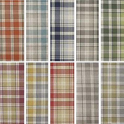 Cotton Rich Linen Look Upholstery Fabric Highland Tartan Check Autumn Gingham • £1.50