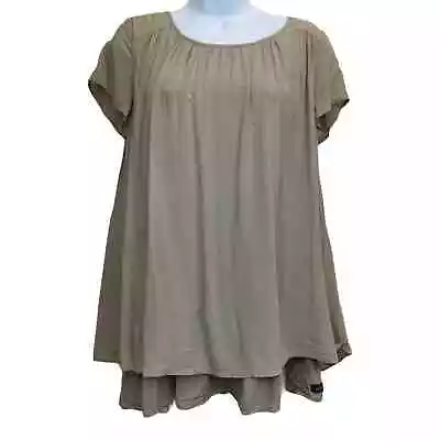 Matilda Jane Women’s Make Believe Shadows Beige Flowy Layered Top Shirt Size XS • £26.96