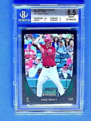 2011 Bowman Chrome Refractor #175 Mike Trout Rookie Angels BGS 8.5 NM-MT+ • $550