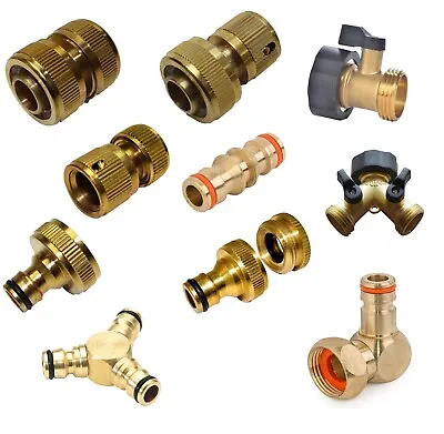 Tap Adaptor Connector Brass 1/2  3/4  Garden Water Fit Hose Pipe Tap Female Male • £6.49