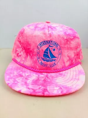 Vintage Neon International Yacht Club Boat Trucker Hat Strapback Dad Cap  • $18