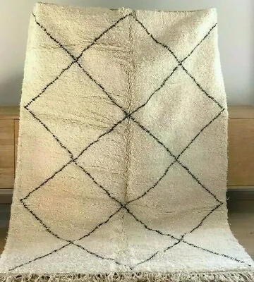 White Beni Ourain Handmade Wool Rugs Elevate Your Space With Timeless Moroccan • $399