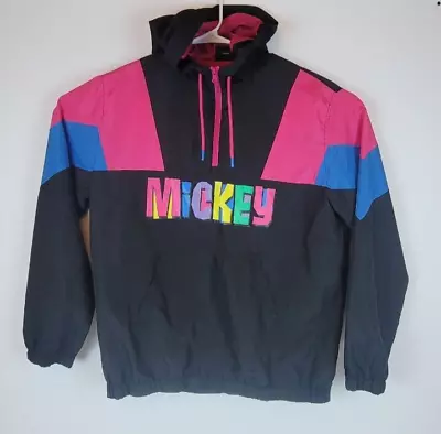 Disney Mickey Mouse Windbreaker Jacket Womens Med Color Block Pullover 90s Retro • $35