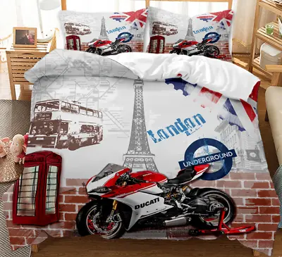 London Bus Ferris Wheel Big Ben Bedding Set Quilt Duvet Cover Set Pillowcase KL • £27.02