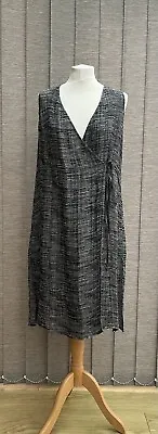 Eileen Fisher Longline Wrap Cardigan Linen Knit Size Small Long Charcoal Grey • £19.99