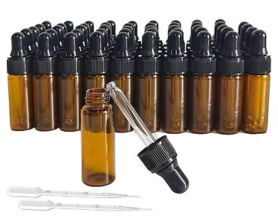 50 Pcs 5ml Amber Mini Dropper Bottles Essential Oils Sample Dropper Bottles F... • $23.73